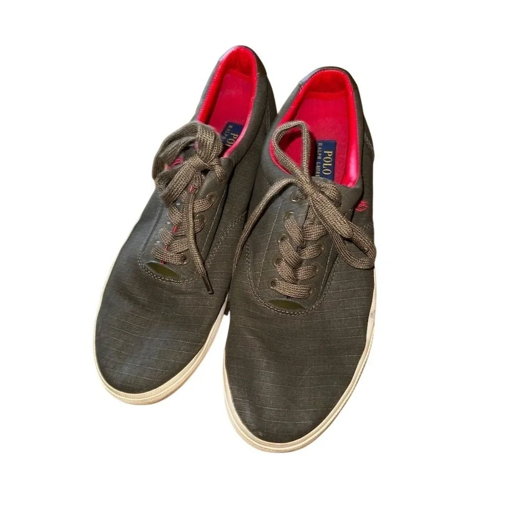 Polo Ralph Lauren Mens Vaughn Sneakers Dark Olive Size 11D Casual preppy ripstop